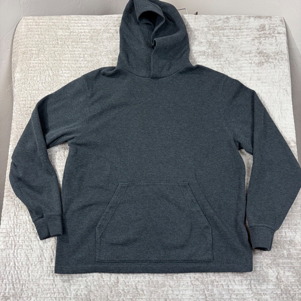 Polo Ralph Lauren Mens Hoodie Charcoal Grey Cotton Knit Pullover Large‎